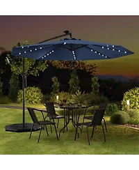 Slickblue Solar-Powered Offset Hanging Umbrella with 40 Led Lights for Patio