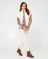 Modenaire Women's Lea Ruffle Shoulder Tie-Front Puffer Vest