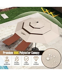 Sugift 10 ft Solar Patio Umbrella with Led Lights and Vented Top