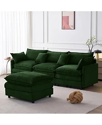 Rainsken Modern Modular Sectional Sofa, 105" L Shape 3-Seater Chenille Couch with Detachable Footrest for Living Room Use