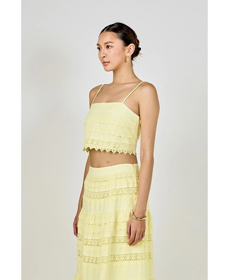 endless rose Women's Lace Trim Crop Top