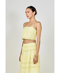 endless rose Women's Lace Trim Crop Top