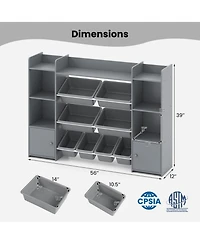 Gouun 56 in Large Toy Storage Organizer with 8 Removable Bins and Bookshelf