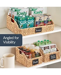 Best Choice Products Set of 3 Hyacinth Angled Pantry Storage Baskets with Handles, Chalkboard & Marker