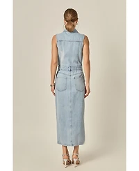 Grey Lab Women's Sleeveless Maxi Denim Dress