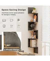 Gouun 5-Tier Wall Mounted Corner Shelf with Floating Design, 8 x 8 x 50