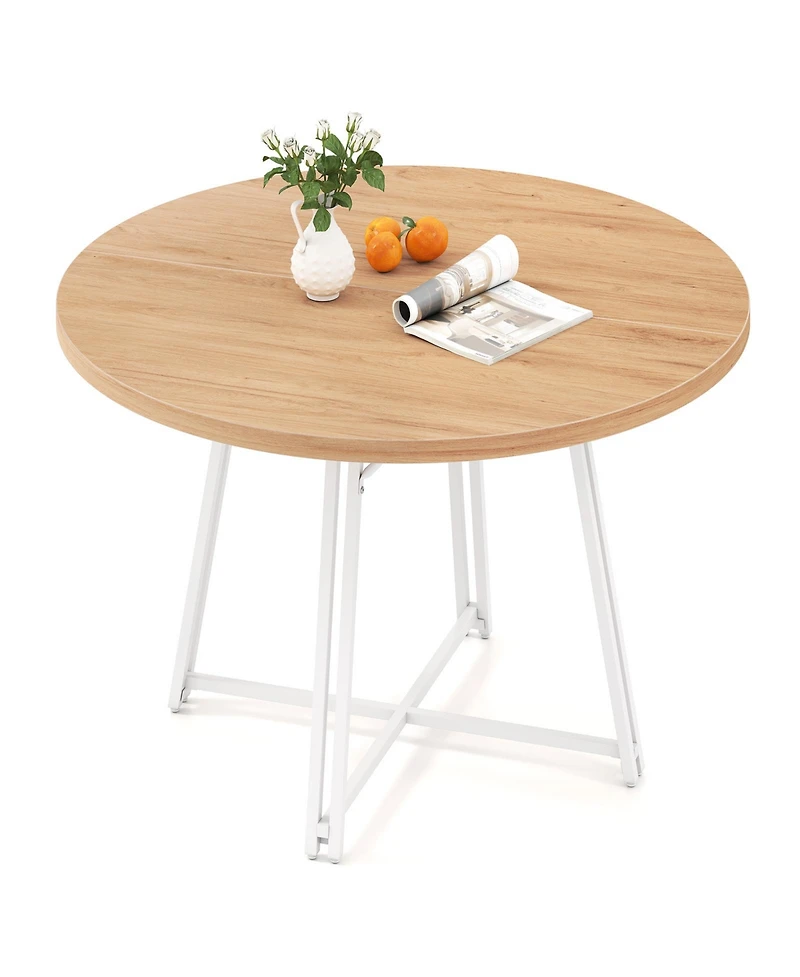 Gouun 47 in Round Kitchen Table with Cross Base for 4-6 People