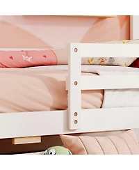 Sugift Kids Twin Bed with Storage Drawers Solid Wood Blackboard Headboard