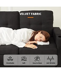 gaomon Couches for Living Room Shaped Sectional Sleeper Sofa with Pull Out Bed, Comfy Bed Charging Ports and Storage Armrests