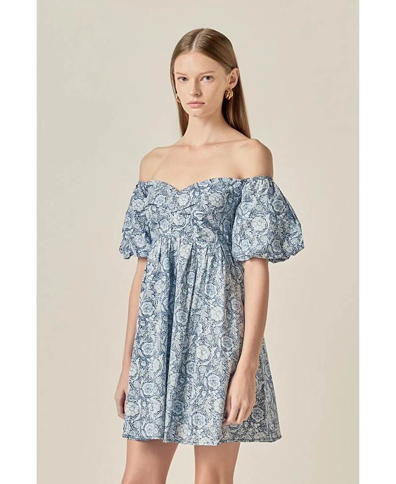 English Factory Women's Floral Off the Shoulder Mini Dress