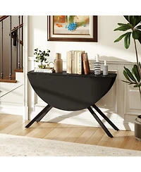 Slickblue 47 Round Folding Dining Table Extendable Kitchen Table