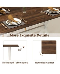 Gouun 43 in Modern Rectangular Dining Table with X-Shaped Rubber Wood Frame