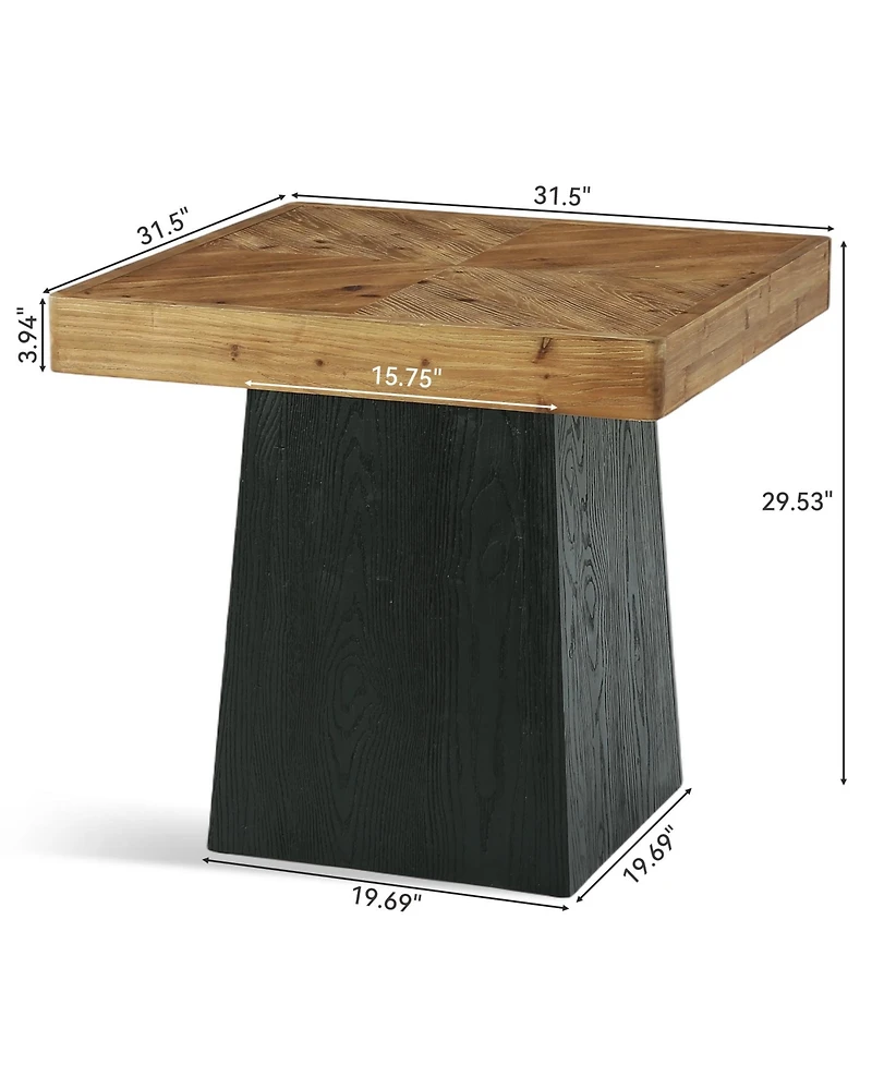 Tribesigns Solid Wood Square Dining Table for 2-4, 31.5" Farmhouse Kitchen Dinner Table with Wooden Parquet Top and Tapered Base