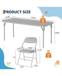 gaomon 7 Piece Boys Girls Folding Table and Chairs Set, Activity Table and Chairs Set for Dining Room,Daycare,Classrooms