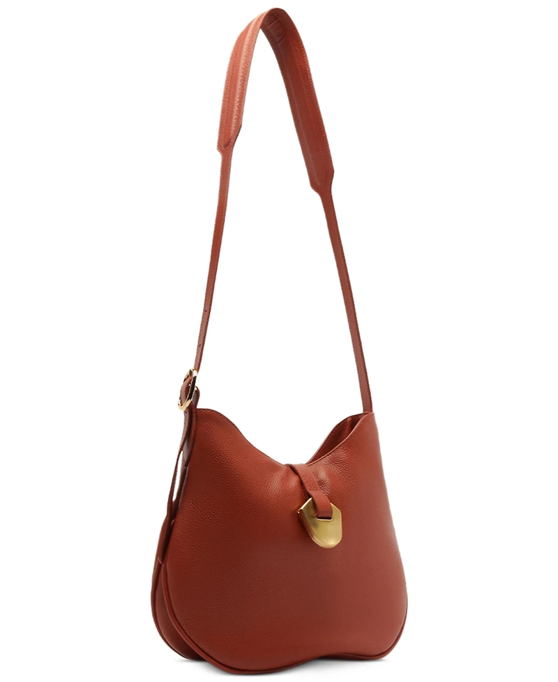 Arezzo Sabrina Small Leather Snap Button Crossbody Handbag