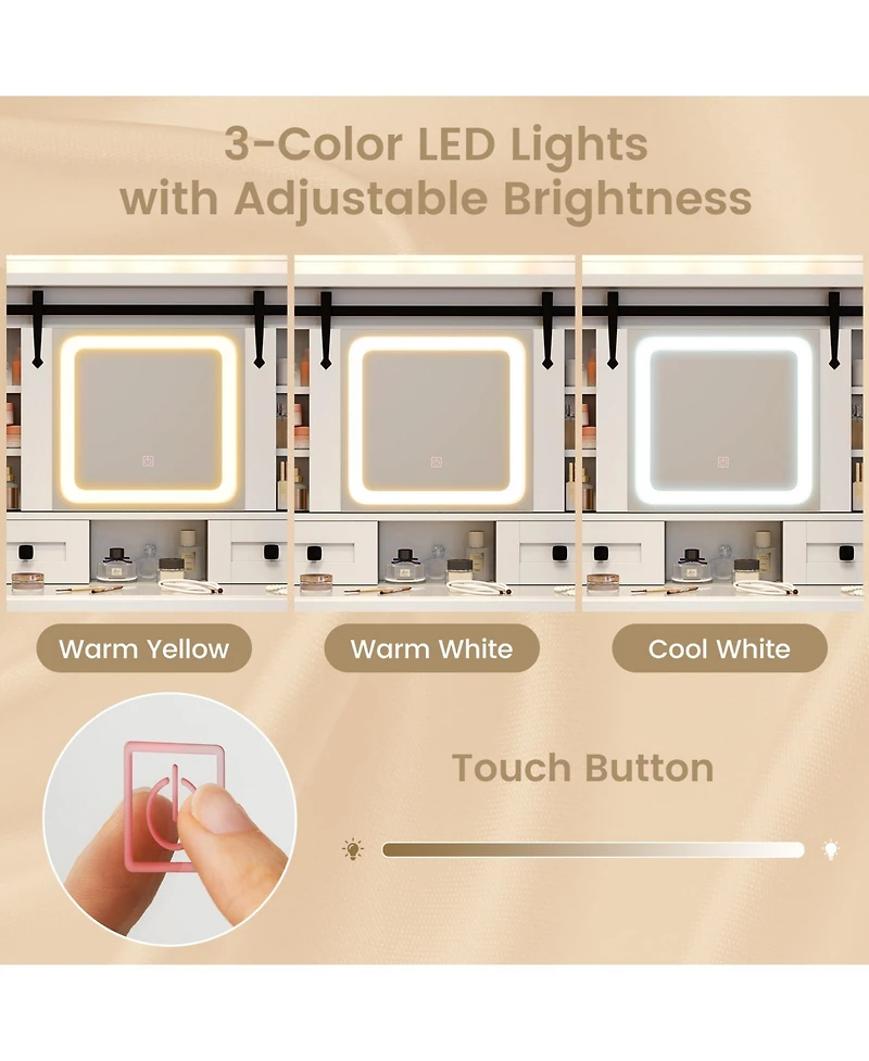 Sugift Makeup Vanity Desk with Mirror and Adjustable Storage Shelves