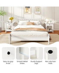 Sugift Set of 2 Nightstand with Drawer 3-Tier Modern Bedside Table with Open Shelf and Storage