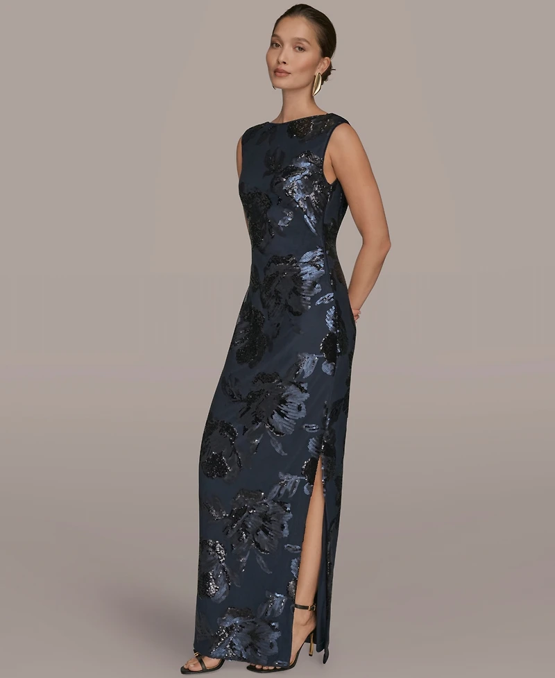 Donna Karan New York Women's Floral-Sequined Gown