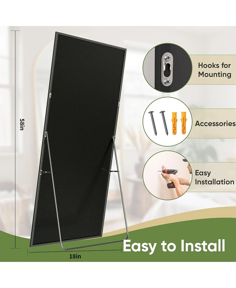 Antok Full Length Mirror 58"x18" Oversized Floor