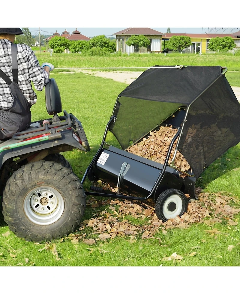 Sugift Tow Behind Lawn Sweeper, 50 in, 26 cu. ft Capacity, Adjustable Sweeping Height