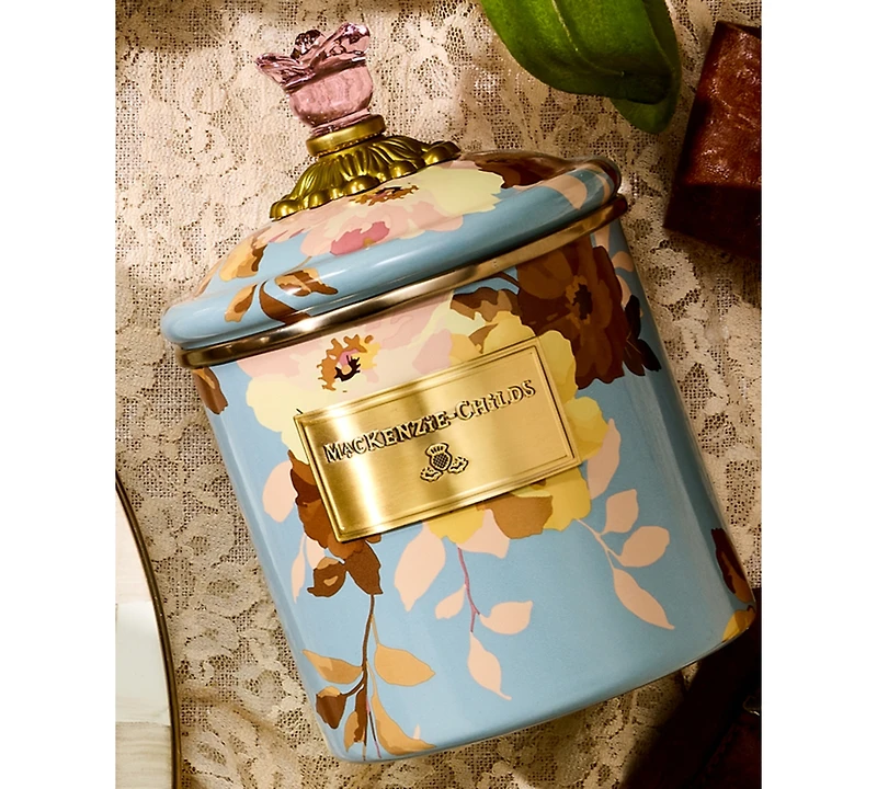 MacKenzie-Childs Wild Rose Slate 48 oz. Medium Canister