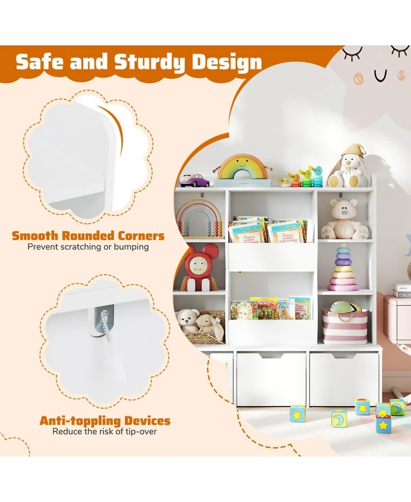 Gouun 47 in Versatile Children Bookcase and Toy Storage Cabinet with Movable Drawers