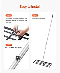 Sugift Lawn Leveling Rake, 30x10 in, Carbon Steel, Adjustable Height for Yard Use