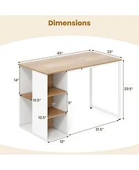 Sugift 45 in Computer Desk with Five Storage Compartments and Metal Frame