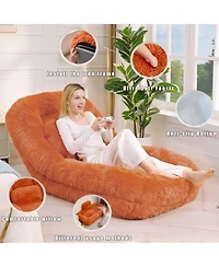 Rainsken Luxurious Plush Human Dog Bed, Foldable 5-Position Lounger Sofa, Comfortable Floor Chair with Pillow for Bedroom and Living Room