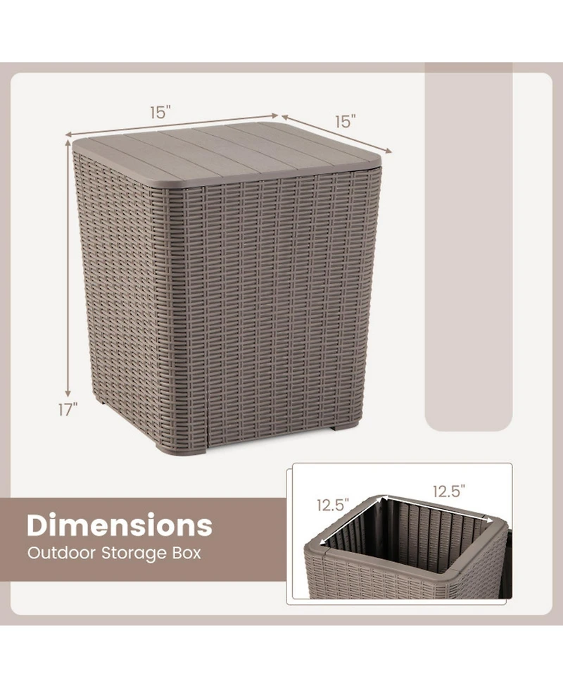 Gouun Resin Storage Patio Side Table with Removable Lid, 11.5 Gal