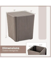 Gouun Resin Storage Patio Side Table with Removable Lid, 11.5 Gal