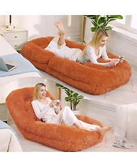 Rainsken Luxurious Plush Human Dog Bed, Foldable 5-Position Lounger Sofa, Comfortable Floor Chair with Pillow for Bedroom and Living Room