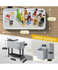 Yescom 80 Qt Rolling Cooler Portable on Wheel Beverage Cart Patio Bar Party Pool