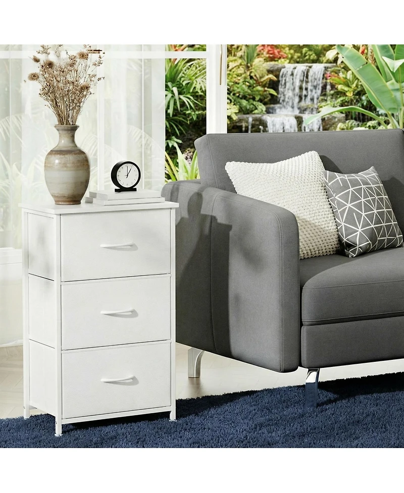 gaomon 3 Drawer Dresser for Bedroom, Compact Wood Grain Print Organizer with Fabric Bins.