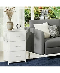 gaomon 3 Drawer Dresser for Bedroom, Compact Wood Grain Print Organizer with Fabric Bins.