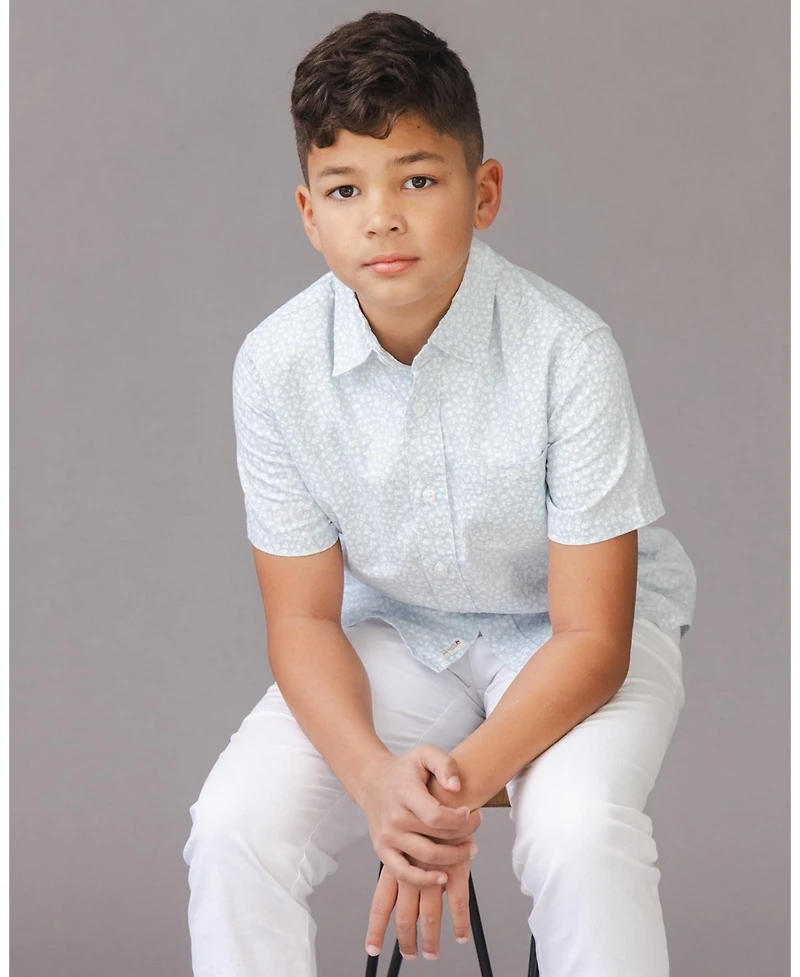 Hope & Henry Little and Big Boys Linen Short Sleeve Shirt