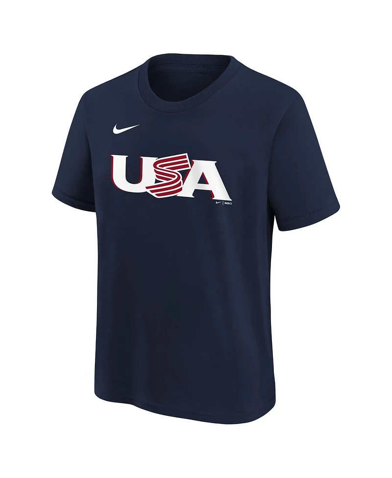 Nike Big Boys and Girls Bryce Harper Navy Usa Baseball 2026 World Baseball Classic Name Number T-Shirt