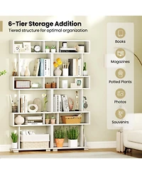 Gouun 6-Tier Tiered Bookcase with Anti-Tipping Kit, 23.5 x 8 x 64