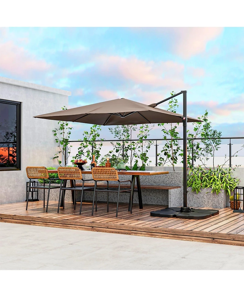 Sugift 9.5 ft Square Patio Cantilever Umbrella with 360 Rotation