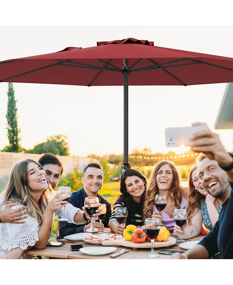 Sugift 12 ft Patio Umbrella with Crank Handle and Sturdy Ribs