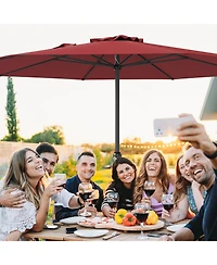 Sugift 12 ft Patio Umbrella with Crank Handle and Sturdy Ribs