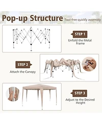 Sugift 13 x 11.5 ft Hexagon Pop Up Canopy with Height Adjustable Legs