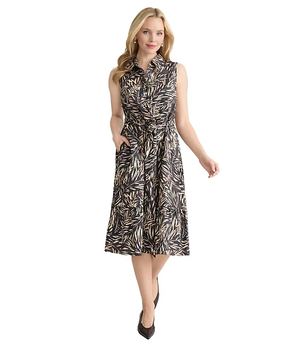 Jones New York Women's Printed Collared Neck Shirt Dress