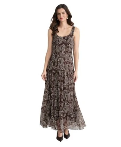 Jones New York Womens Printed Multi Tier Maxi Dress