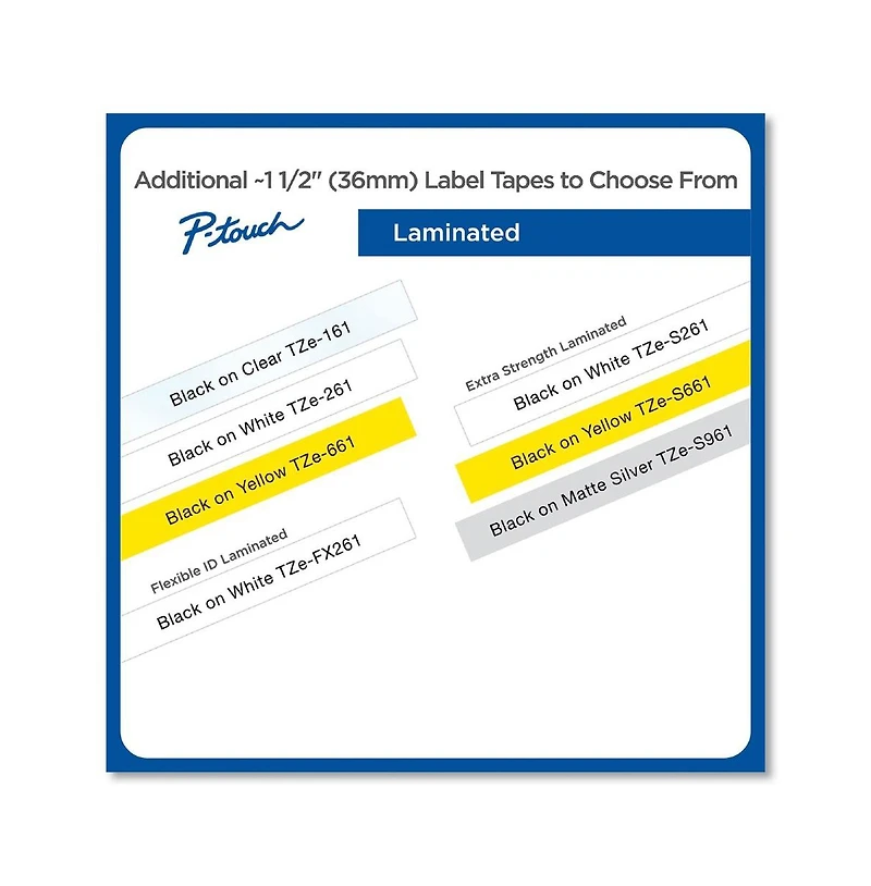 Brother P-Touch TZE261 1.4 in. x 26.2 ft. TZe Standard Adhesive Laminated Labeling Tape