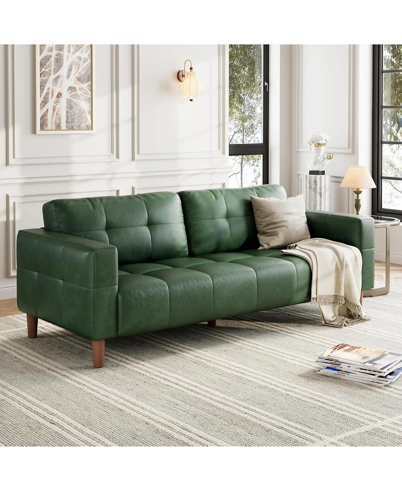 gaomon 3-Seater Sofa Couch, 83 in Wide Faux Leather Sofa Couch with Spring Cushion, Modern Sofa with Deep Seats and 2 Removable Back Cushions