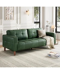 gaomon 3-Seater Sofa Couch, 83 in Wide Faux Leather Sofa Couch with Spring Cushion, Modern Sofa with Deep Seats and 2 Removable Back Cushions