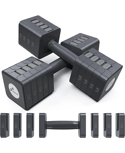 Sportneer Adjustable Dumbbells Hand Weights Set 5 in 1 10 Lb Set of 2 Fast Adjust Free Weights for Women Men Home Gym Exercise Strength