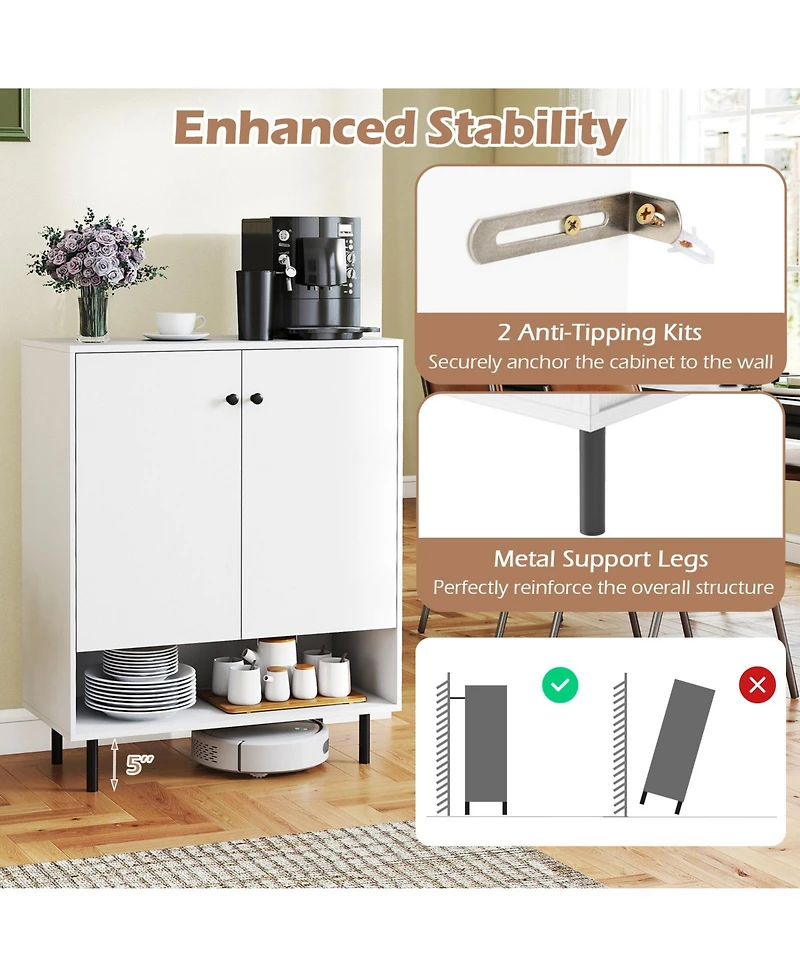 Gouun 2-Door Sideboard Buffet Cabinet with Adjustable Shelf