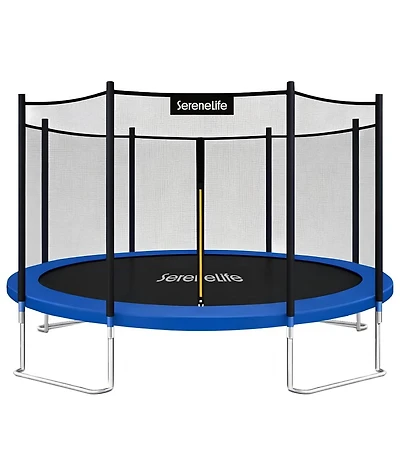 SereneLife Outdoor Trampoline with Enclosure & Ladder - 8FT/10FT/12FT/14FT Heavy-Duty Anti-Rust, Astm Approved for Kids & Adults